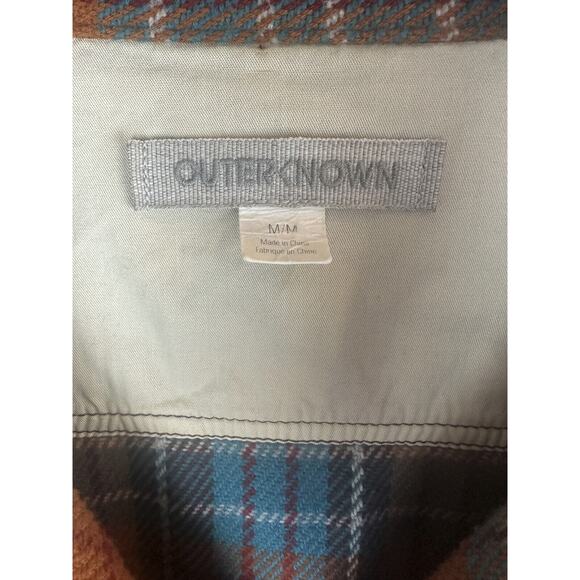 Outerknown Blanket Shirt Jacket Plaid Button Up Shacket Orange Blue Men's Medium - Picture 6 of 13
